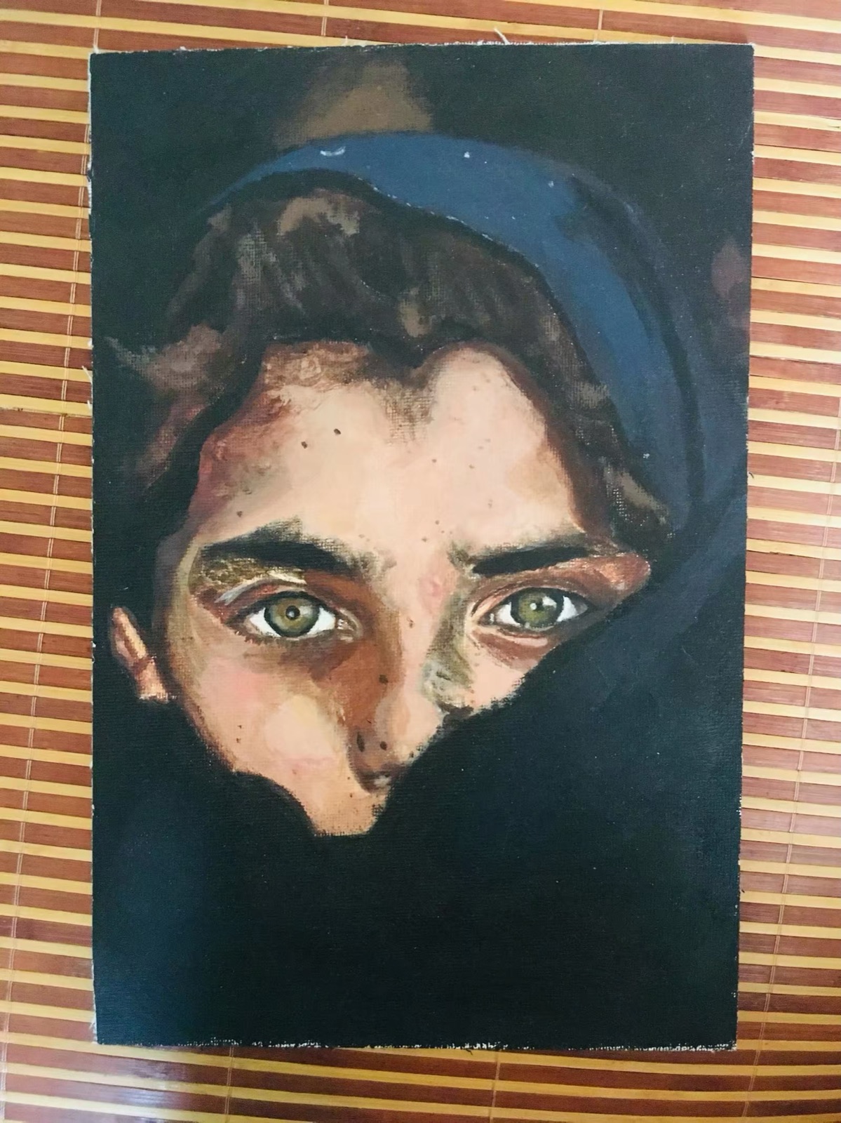 An oil portrait painted by Linkai Li in high school